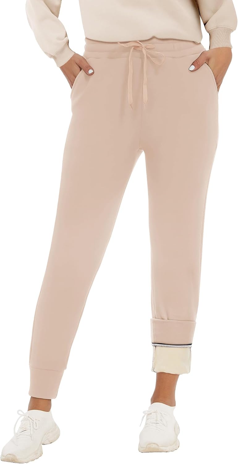 GAYHAY Fleece Lined Sweatpants Women- Winter Warm Sherpa Lined Athletic Joggers Pants with Pockets