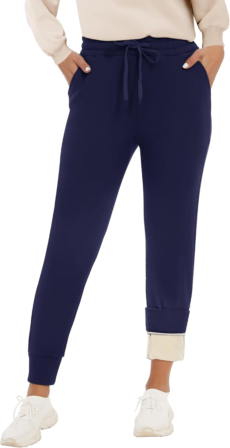 GAYHAY Fleece Lined Sweatpants Women- Winter Warm Sherpa Lined Athletic Joggers Pants with Pockets