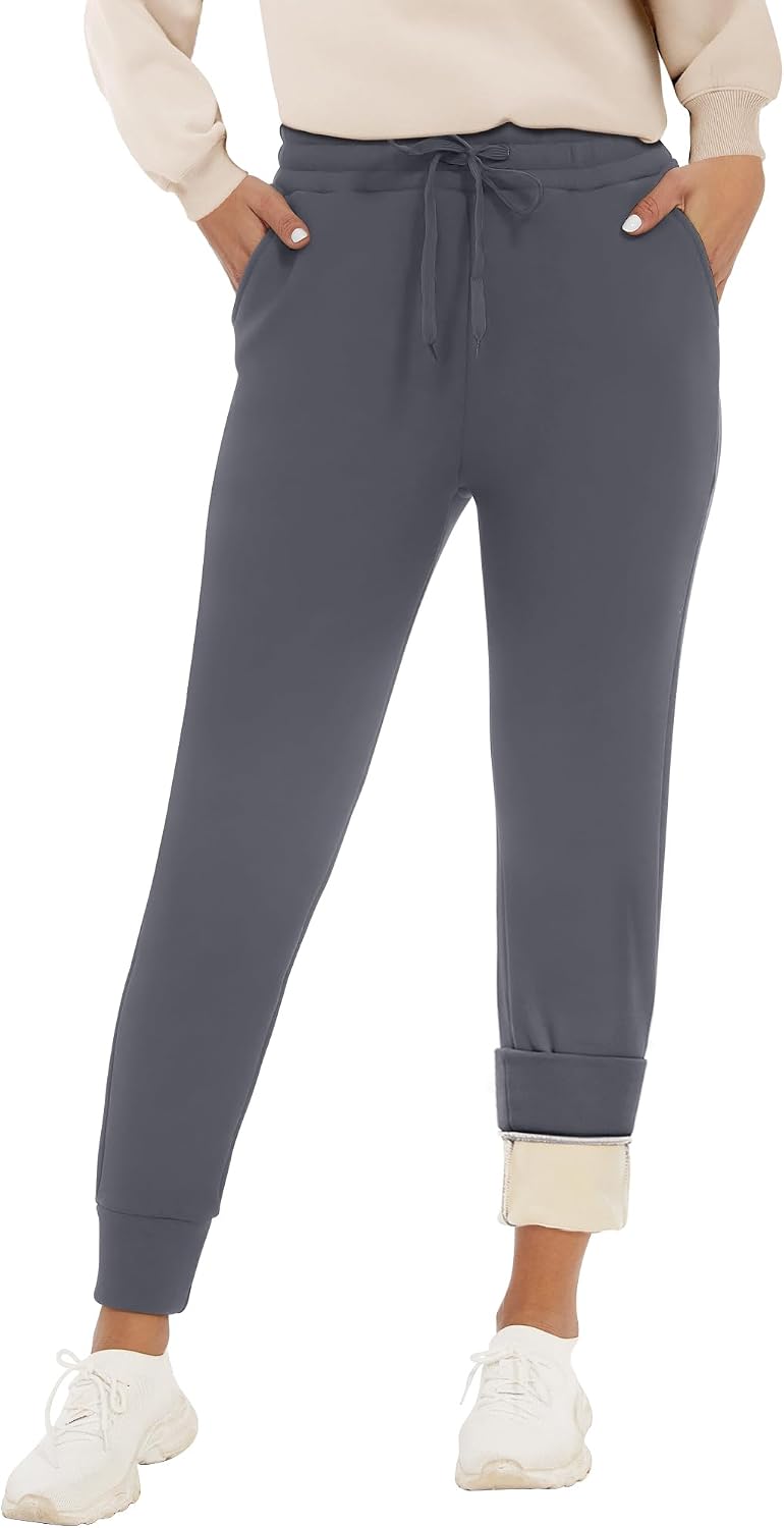 GAYHAY Fleece Lined Sweatpants Women- Winter Warm Sherpa Lined Athletic Joggers Pants with Pockets