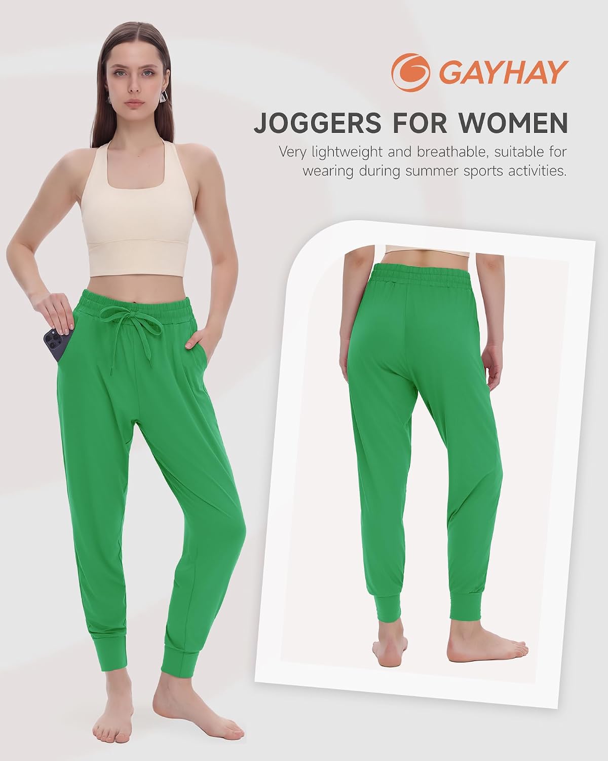 GAYHAY Joggers for Women with Pockets - Womens Sweatpants Lightweight Yoga Lounge Pants for Athletic Workout Gym Running