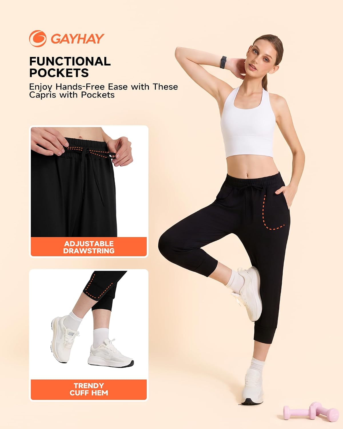 GAYHAY Joggers for Women with Pockets - Womens Sweatpants Lightweight Yoga Lounge Pants for Athletic Workout Gym Running