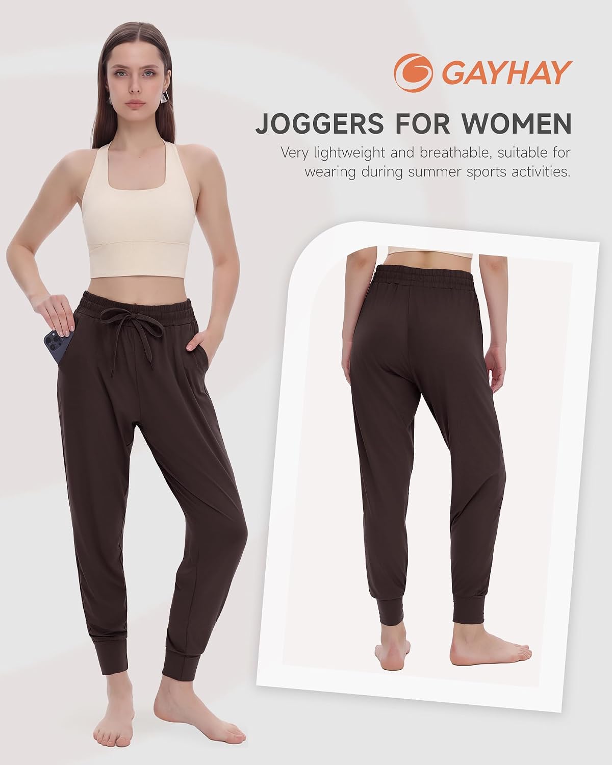 GAYHAY Joggers for Women with Pockets - Womens Sweatpants Lightweight Yoga Lounge Pants for Athletic Workout Gym Running