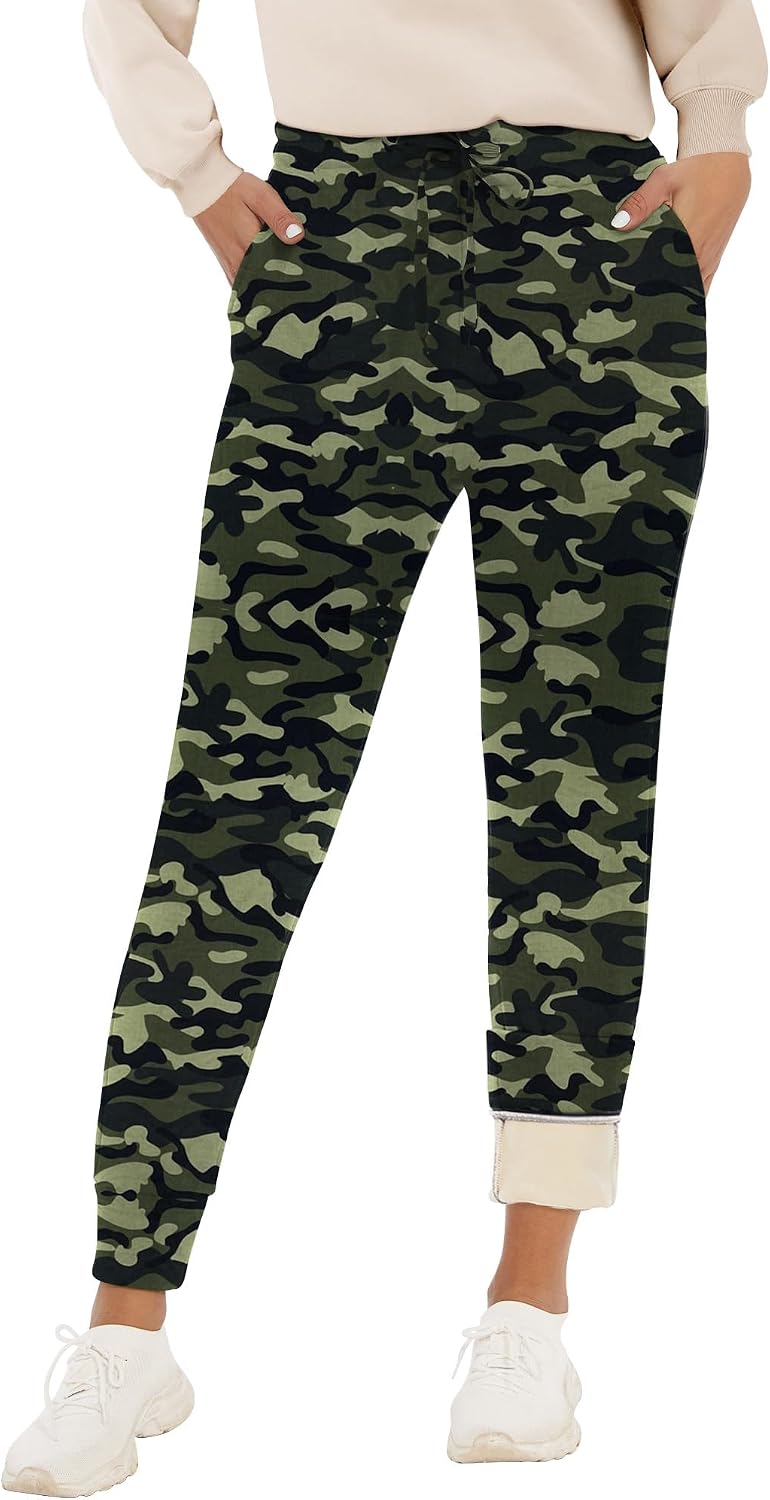 GAYHAY Fleece Lined Sweatpants Women- Winter Warm Sherpa Lined Athletic Joggers Pants with Pockets