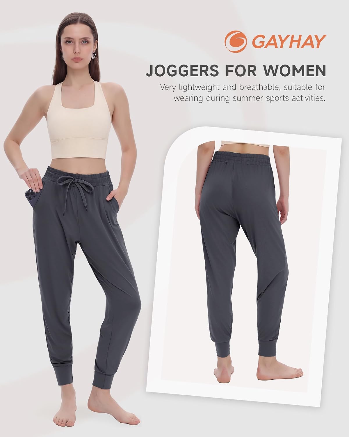 GAYHAY Joggers for Women with Pockets - Womens Sweatpants Lightweight Yoga Lounge Pants for Athletic Workout Gym Running