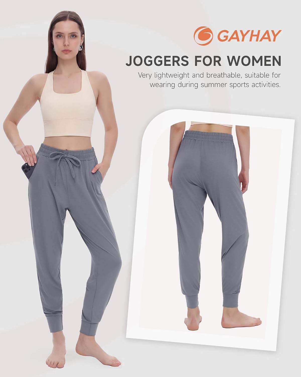 GAYHAY Joggers for Women with Pockets - Womens Sweatpants Lightweight Yoga Lounge Pants for Athletic Workout Gym Running