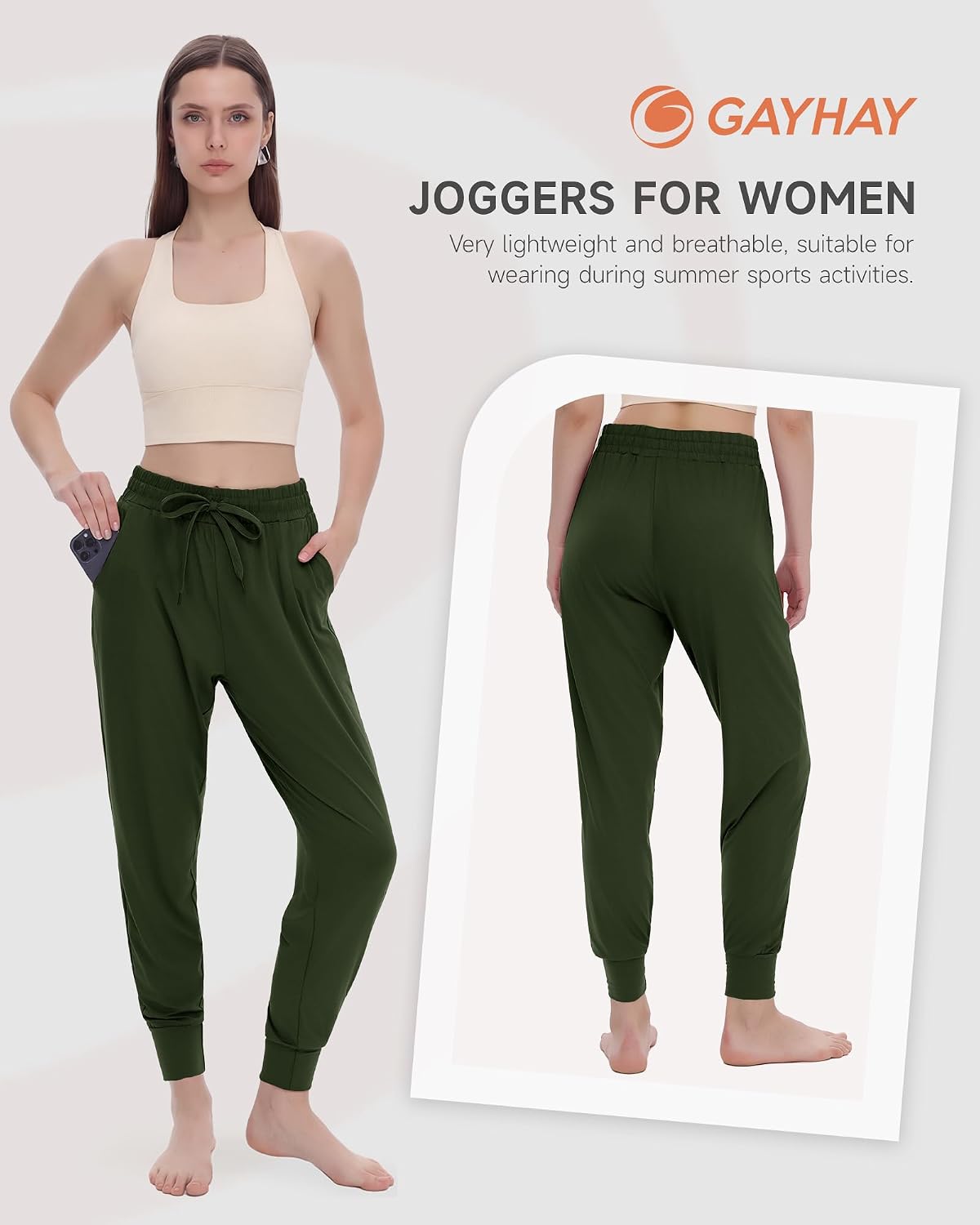 GAYHAY Joggers for Women with Pockets - Womens Sweatpants Lightweight Yoga Lounge Pants for Athletic Workout Gym Running
