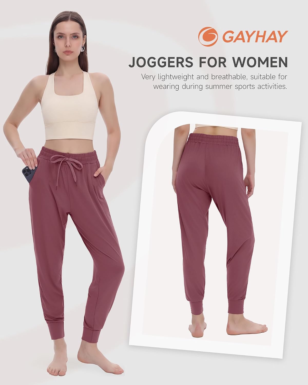GAYHAY Joggers for Women with Pockets - Womens Sweatpants Lightweight Yoga Lounge Pants for Athletic Workout Gym Running