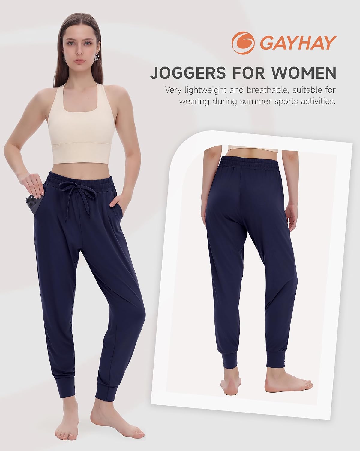 GAYHAY Joggers for Women with Pockets - Womens Sweatpants Lightweight Yoga Lounge Pants for Athletic Workout Gym Running