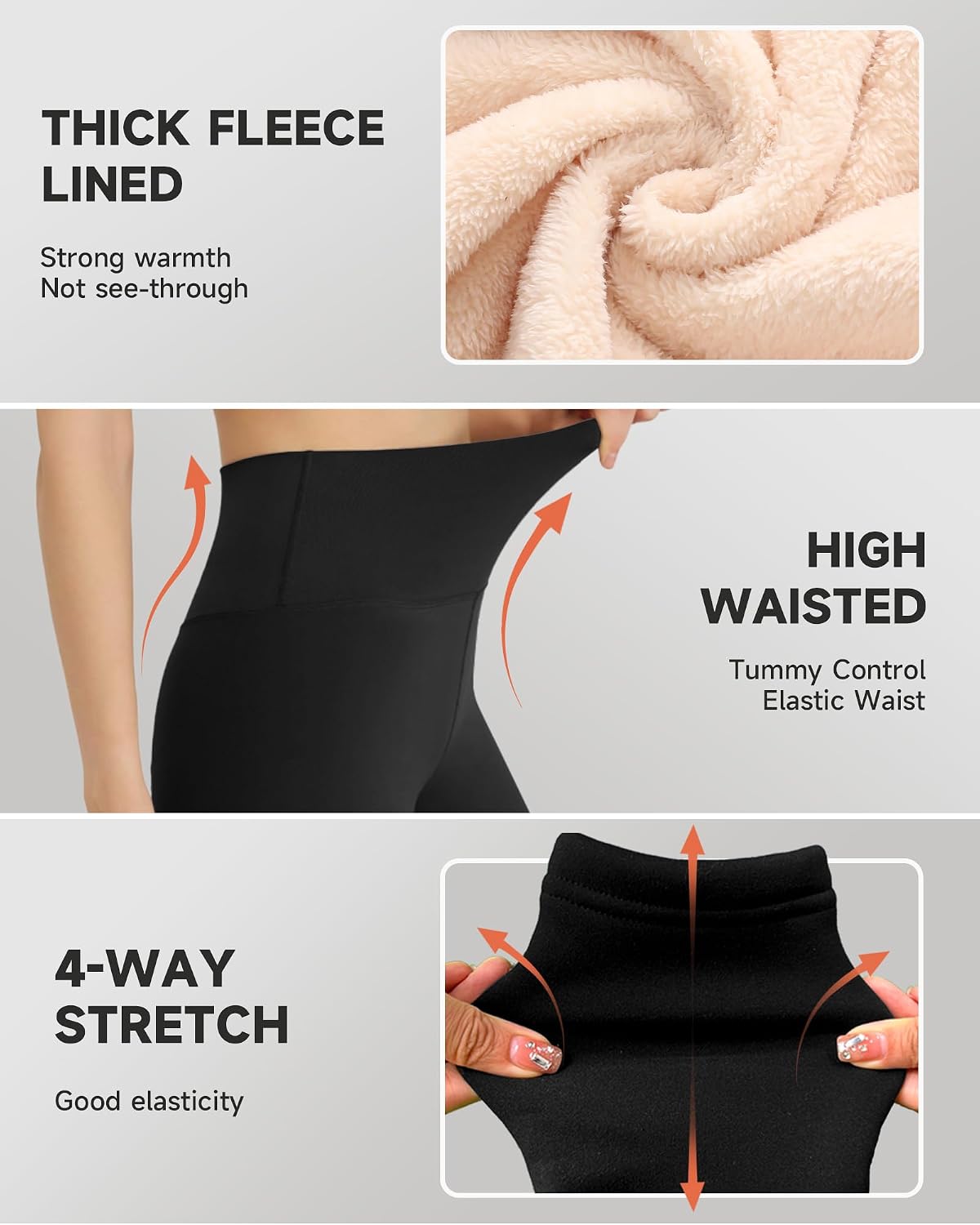 GAYHAY Fleece Lined Leggings for Women – Thick Winter Warm Thermal High Waisted Tummy Control Workout Yoga Pants