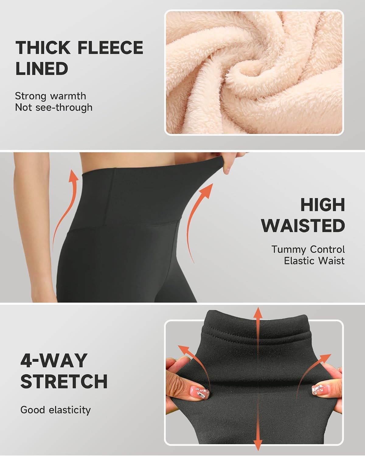 GAYHAY Fleece Lined Leggings for Women – Thick Winter Warm Thermal High Waisted Tummy Control Workout Yoga Pants