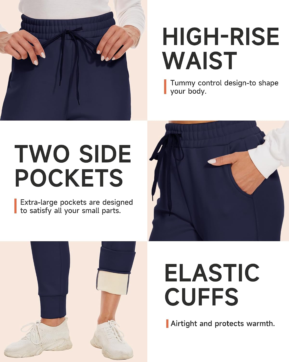 GAYHAY Fleece Lined Sweatpants Women- Winter Warm Sherpa Lined Athletic Joggers Pants with Pockets
