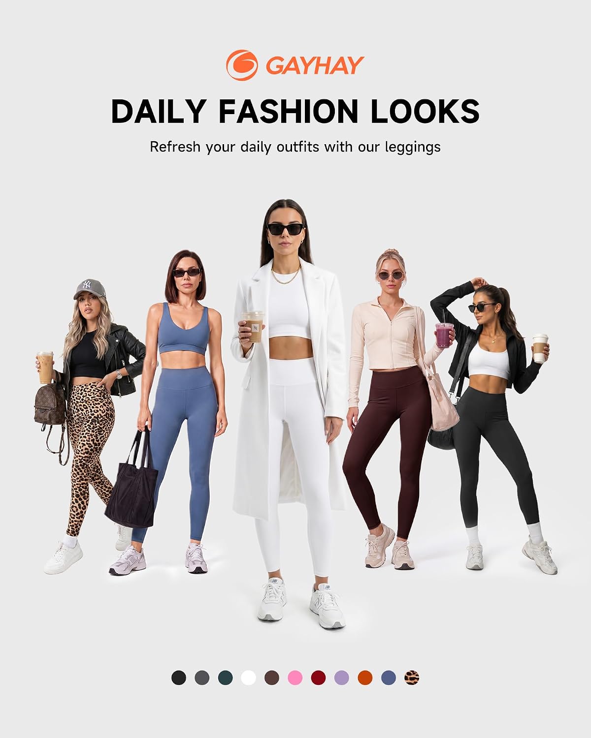 GAYHAY High Waisted Leggings for Women - Soft Opaque Slim Tummy Control Printed Pants for Running Cycling Yoga