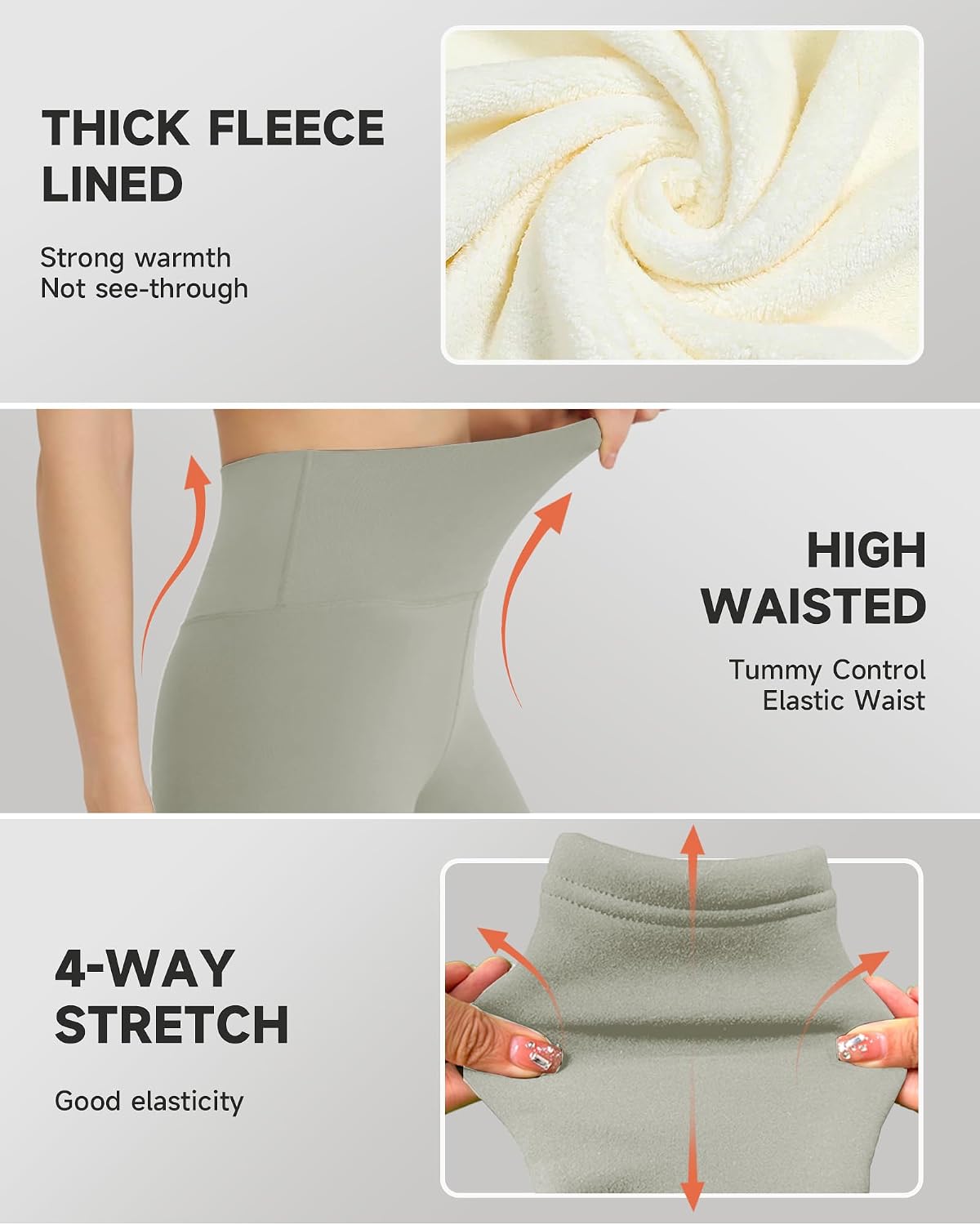 GAYHAY Fleece Lined Leggings for Women – Thick Winter Warm Thermal High Waisted Tummy Control Workout Yoga Pants