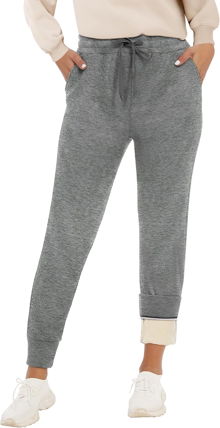 GAYHAY Fleece Lined Sweatpants Women- Winter Warm Sherpa Lined Athletic Joggers Pants with Pockets