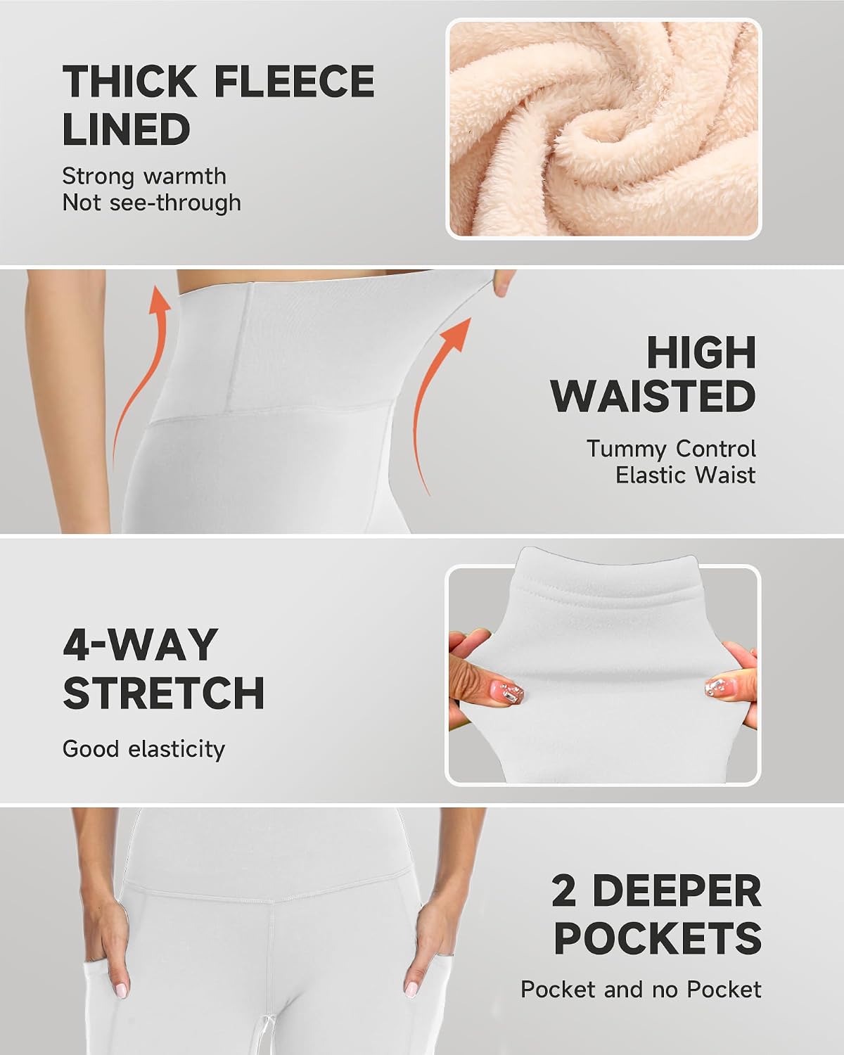 GAYHAY Fleece Lined Leggings for Women – Thick Winter Warm Thermal High Waisted Tummy Control Workout Yoga Pants