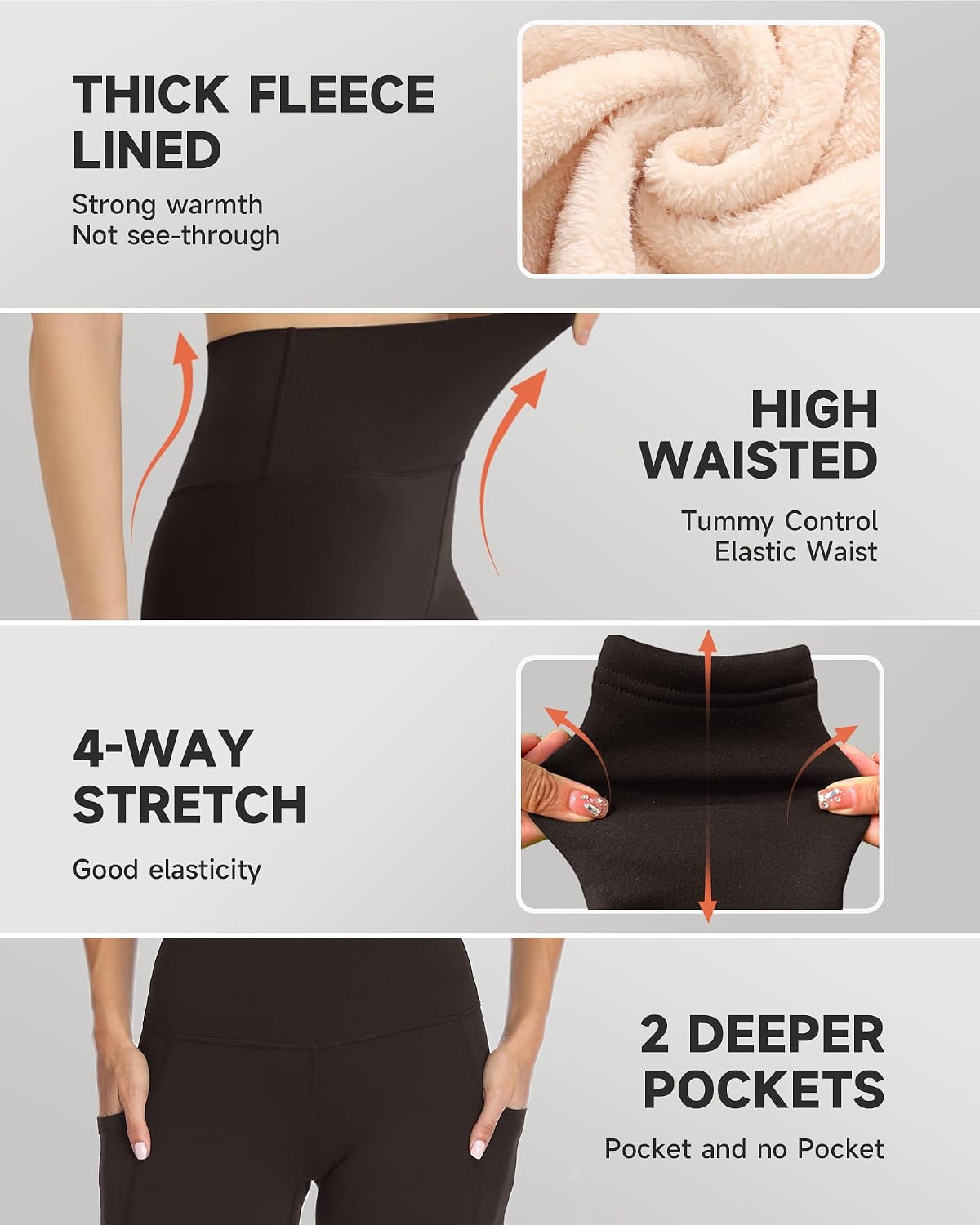 GAYHAY Fleece Lined Leggings for Women – Thick Winter Warm Thermal High Waisted Tummy Control Workout Yoga Pants
