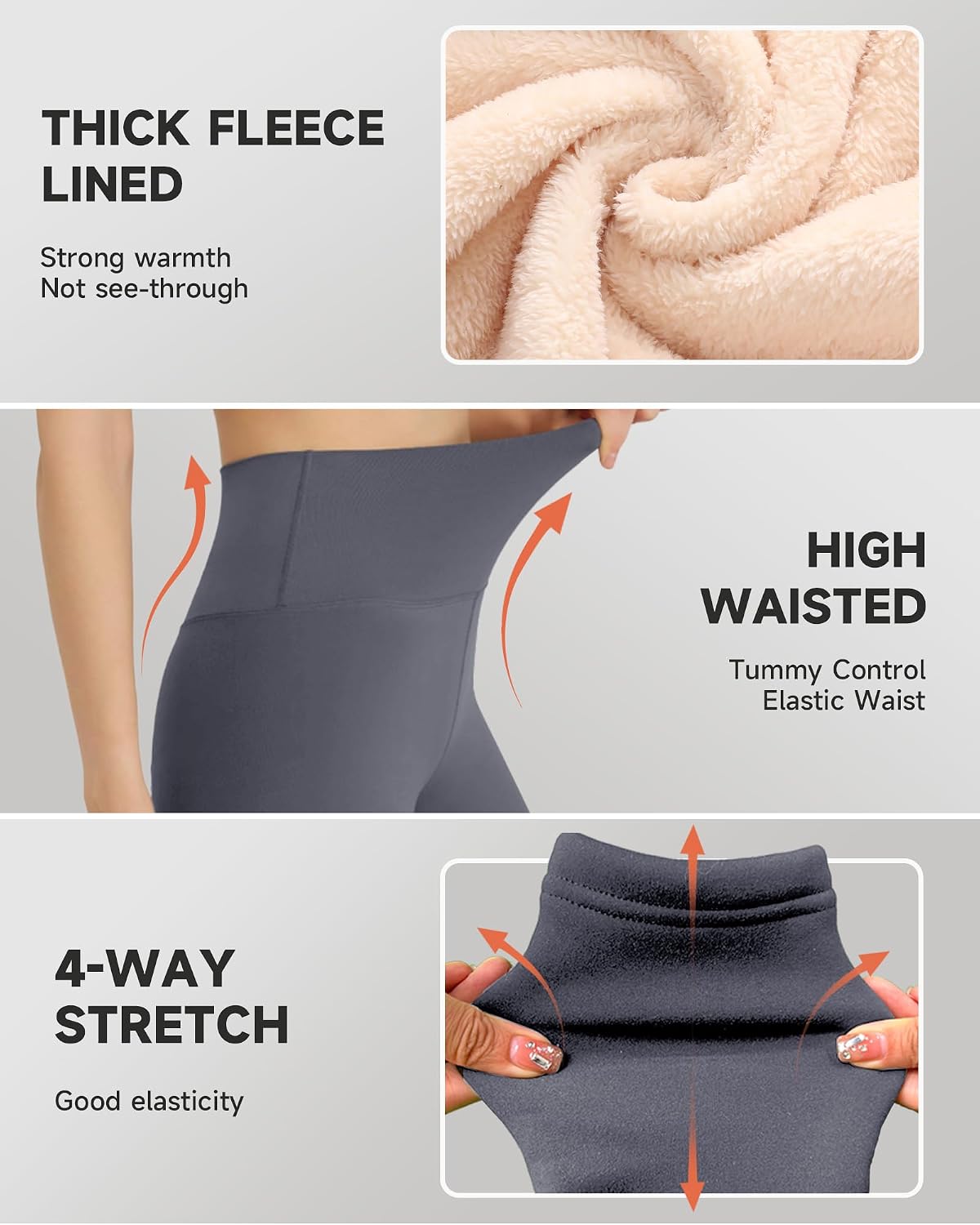 GAYHAY Fleece Lined Leggings for Women – Thick Winter Warm Thermal High Waisted Tummy Control Workout Yoga Pants