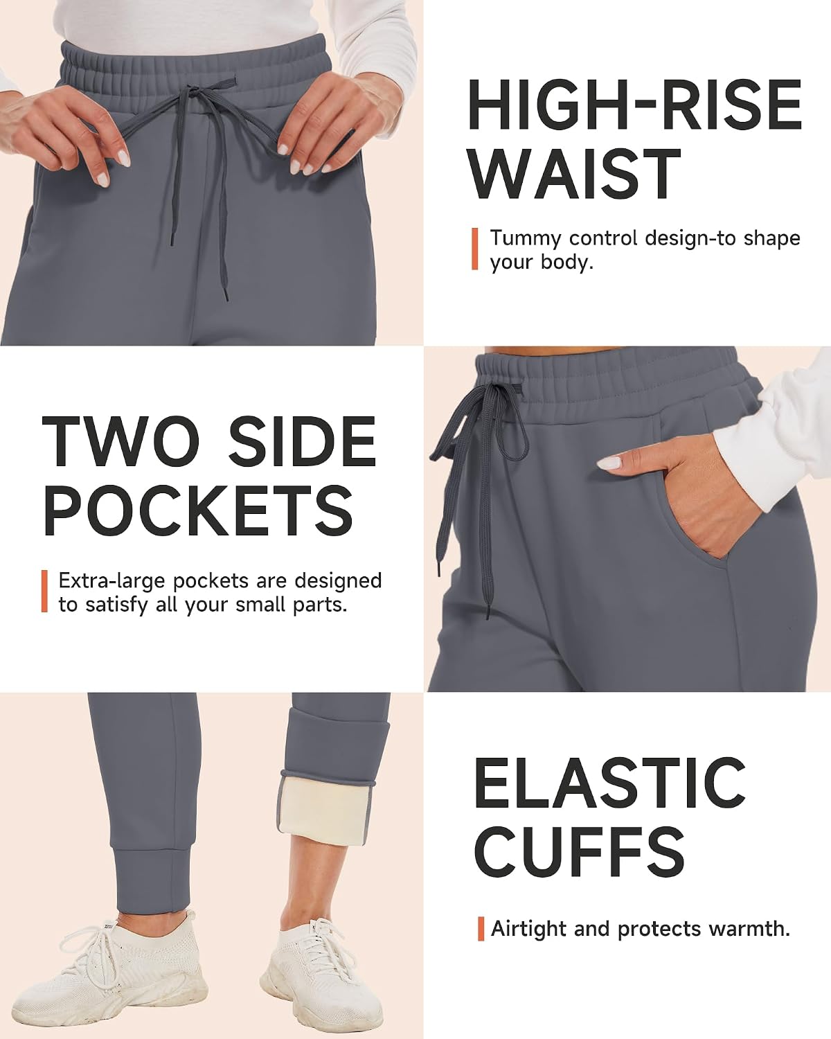 GAYHAY Fleece Lined Sweatpants Women- Winter Warm Sherpa Lined Athletic Joggers Pants with Pockets