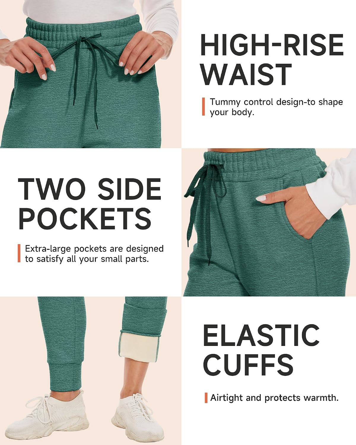 GAYHAY Fleece Lined Sweatpants Women- Winter Warm Sherpa Lined Athletic Joggers Pants with Pockets