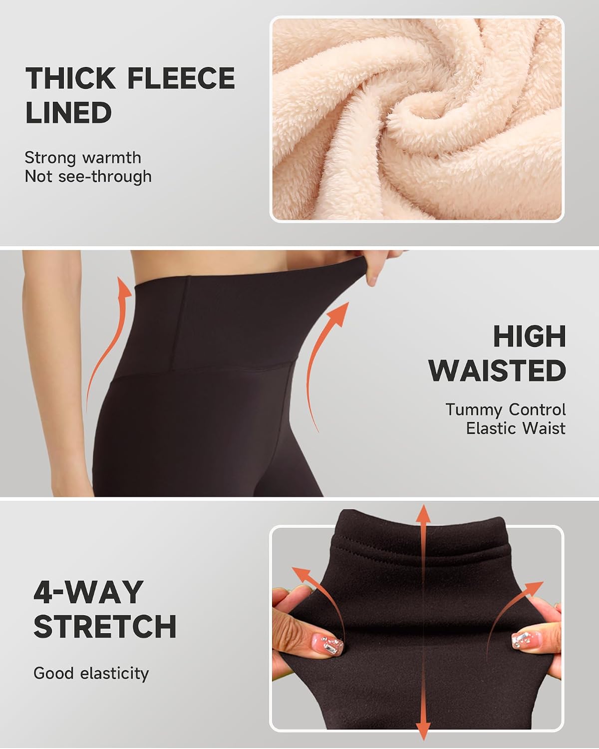 GAYHAY Fleece Lined Leggings for Women – Thick Winter Warm Thermal High Waisted Tummy Control Workout Yoga Pants