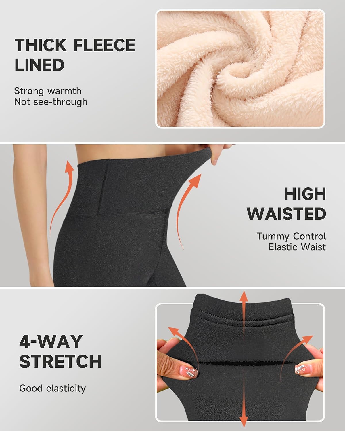 GAYHAY Fleece Lined Leggings for Women – Thick Winter Warm Thermal High Waisted Tummy Control Workout Yoga Pants