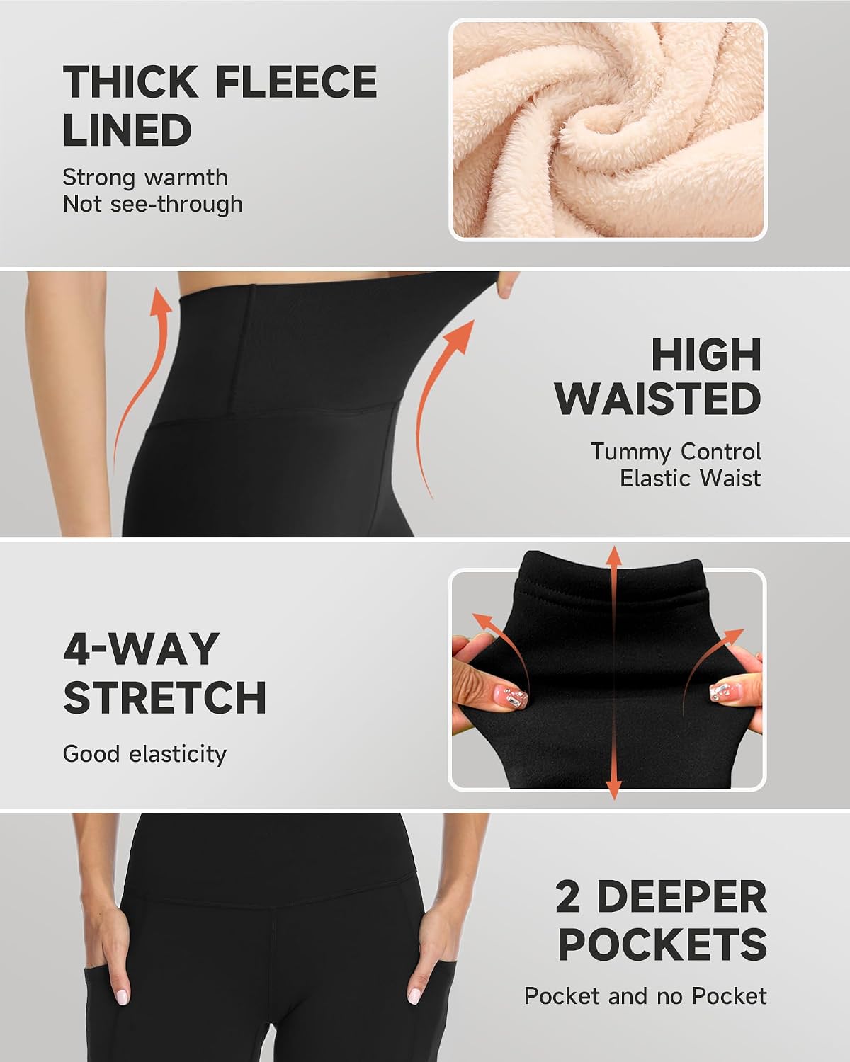 GAYHAY Fleece Lined Leggings for Women – Thick Winter Warm Thermal High Waisted Tummy Control Workout Yoga Pants