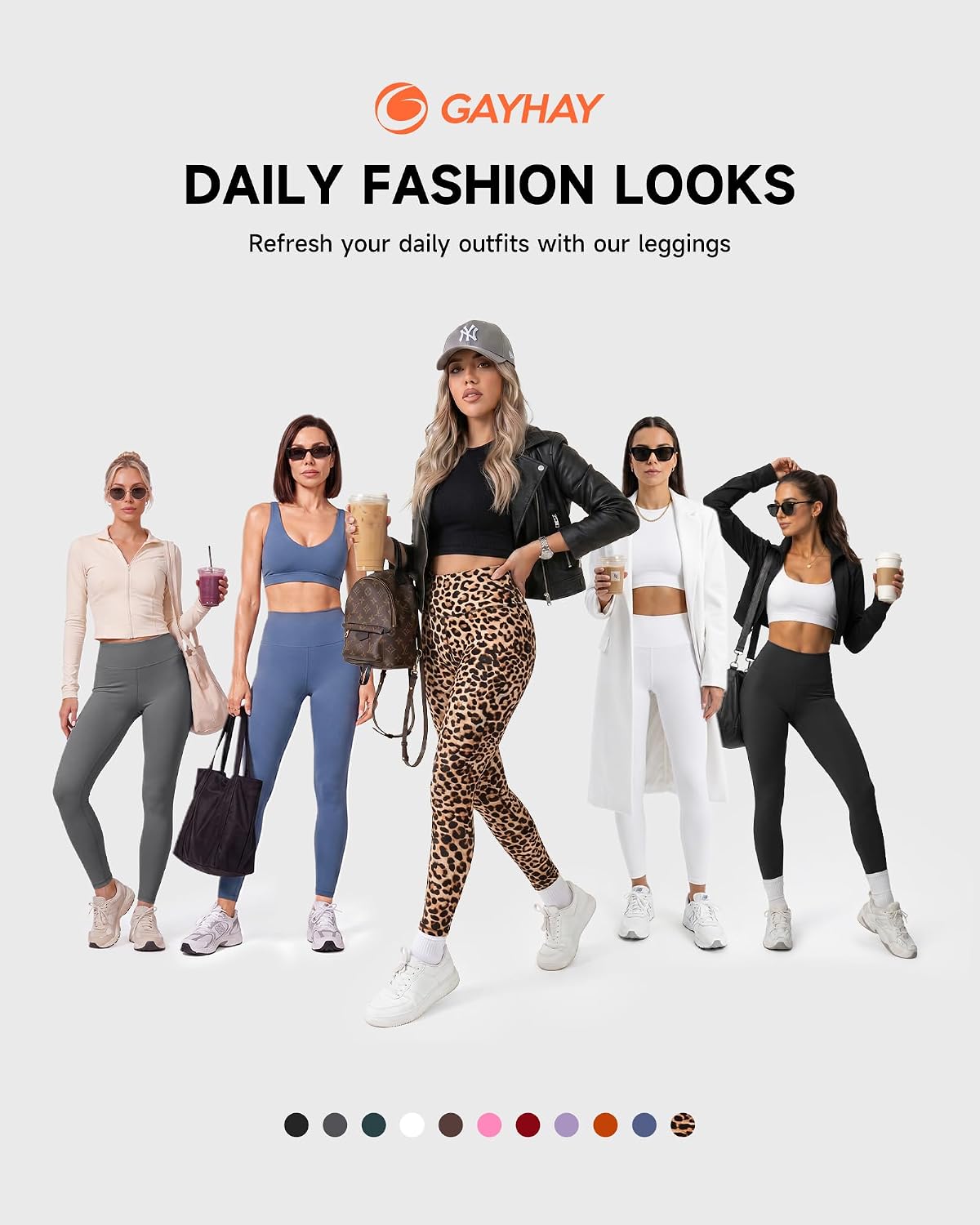 GAYHAY High Waisted Leggings for Women - Soft Opaque Slim Tummy Control Printed Pants for Running Cycling Yoga