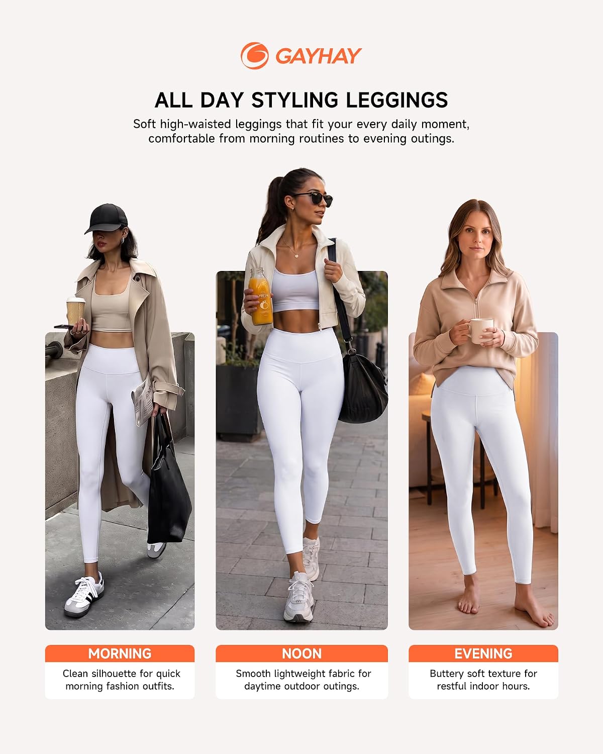GAYHAY High Waisted Leggings for Women - Soft Opaque Slim Tummy Control Printed Pants for Running Cycling Yoga
