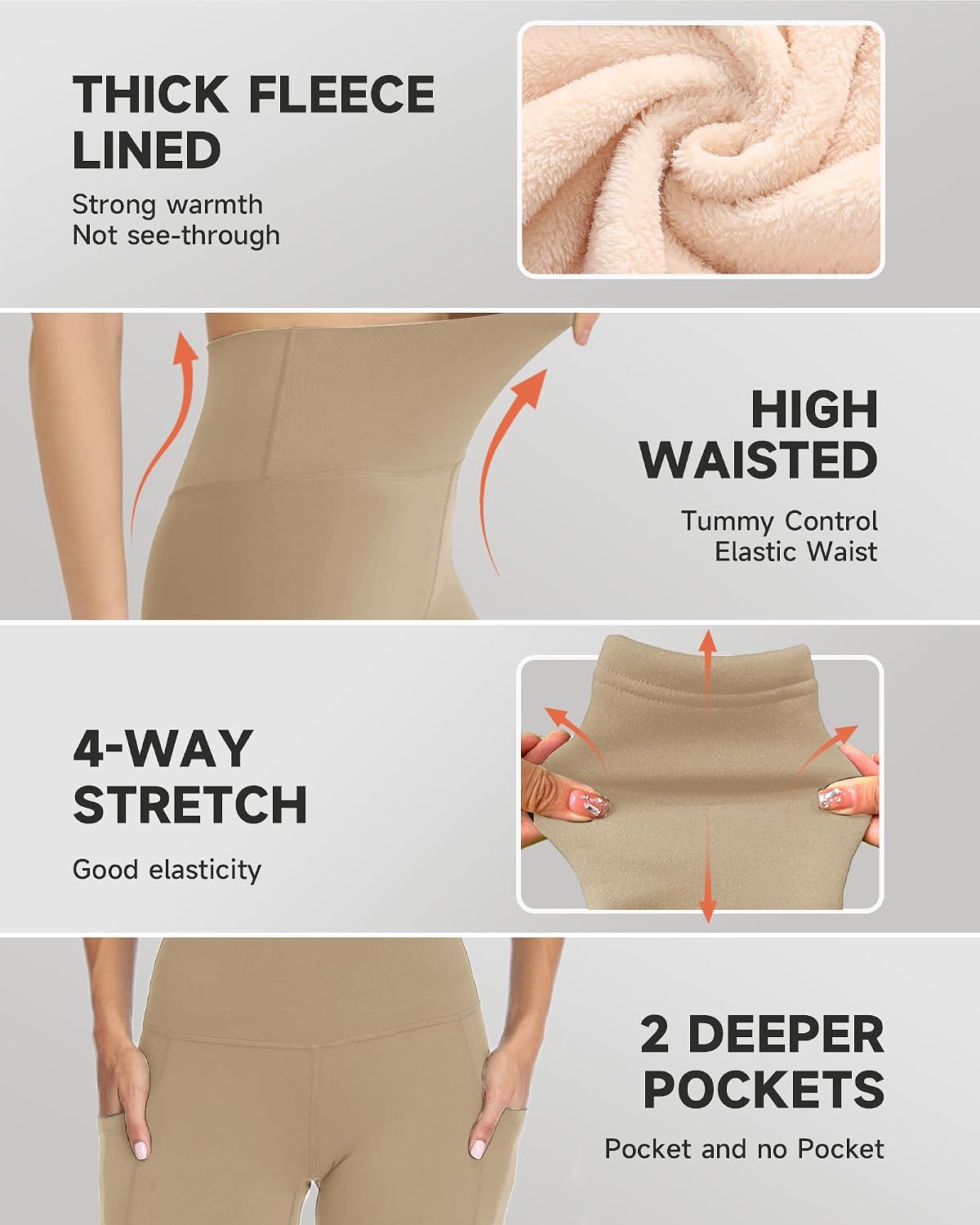GAYHAY Fleece Lined Leggings for Women – Thick Winter Warm Thermal High Waisted Tummy Control Workout Yoga Pants