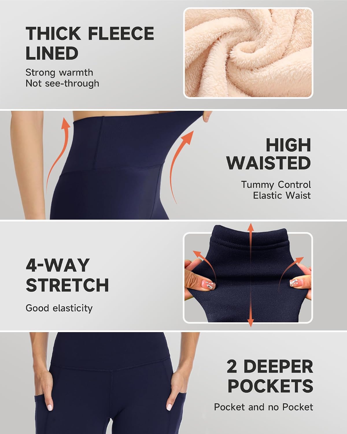 GAYHAY Fleece Lined Leggings for Women – Thick Winter Warm Thermal High Waisted Tummy Control Workout Yoga Pants