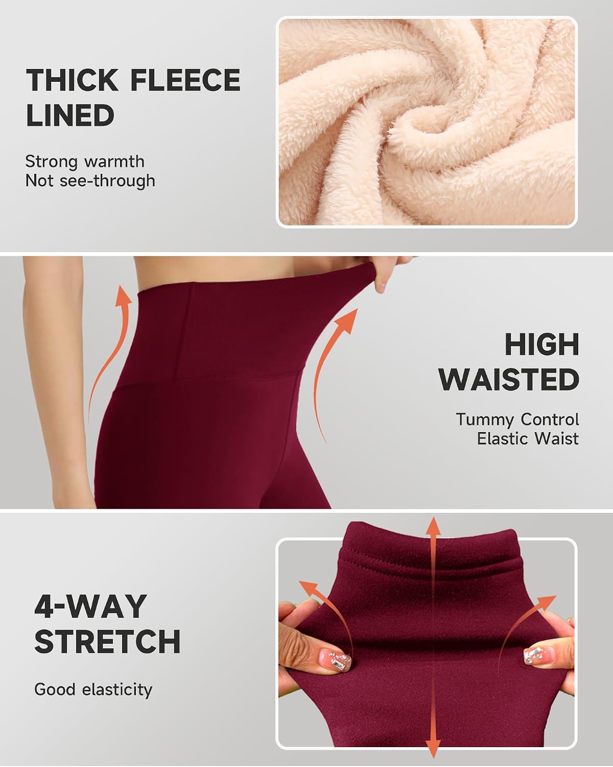 GAYHAY Fleece Lined Leggings for Women – Thick Winter Warm Thermal High Waisted Tummy Control Workout Yoga Pants