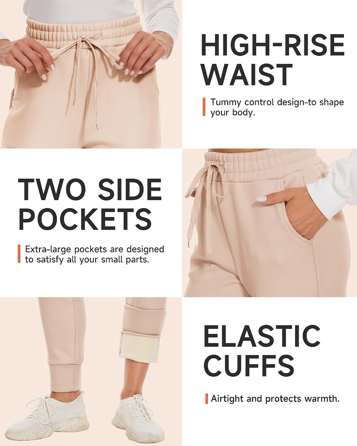 GAYHAY Fleece Lined Sweatpants Women- Winter Warm Sherpa Lined Athletic Joggers Pants with Pockets