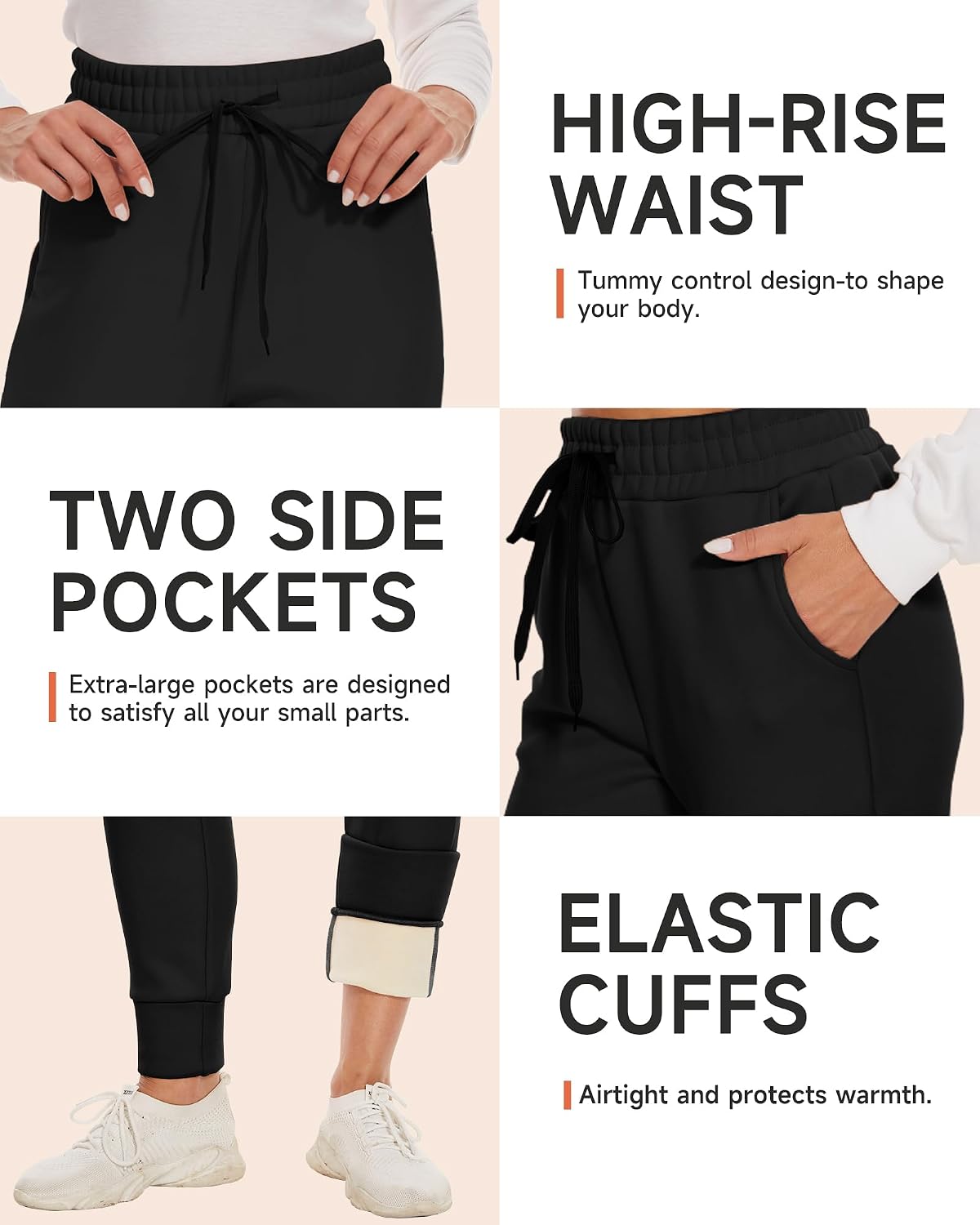 GAYHAY Fleece Lined Sweatpants Women- Winter Warm Sherpa Lined Athletic Joggers Pants with Pockets