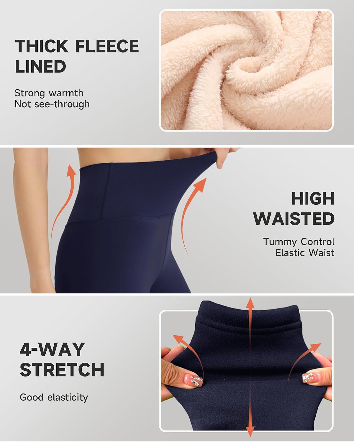 GAYHAY Fleece Lined Leggings for Women – Thick Winter Warm Thermal High Waisted Tummy Control Workout Yoga Pants