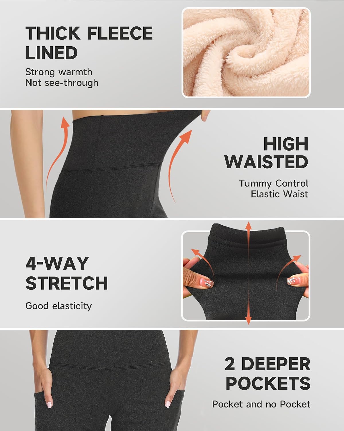 GAYHAY Fleece Lined Leggings for Women – Thick Winter Warm Thermal High Waisted Tummy Control Workout Yoga Pants