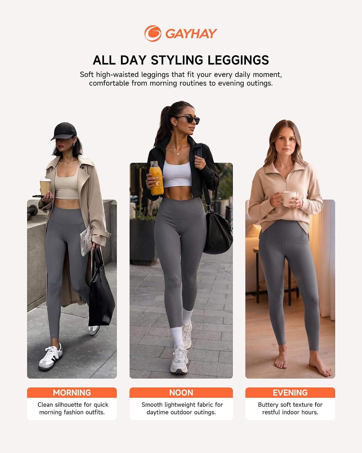 GAYHAY High Waisted Leggings for Women - Soft Opaque Slim Tummy Control Printed Pants for Running Cycling Yoga