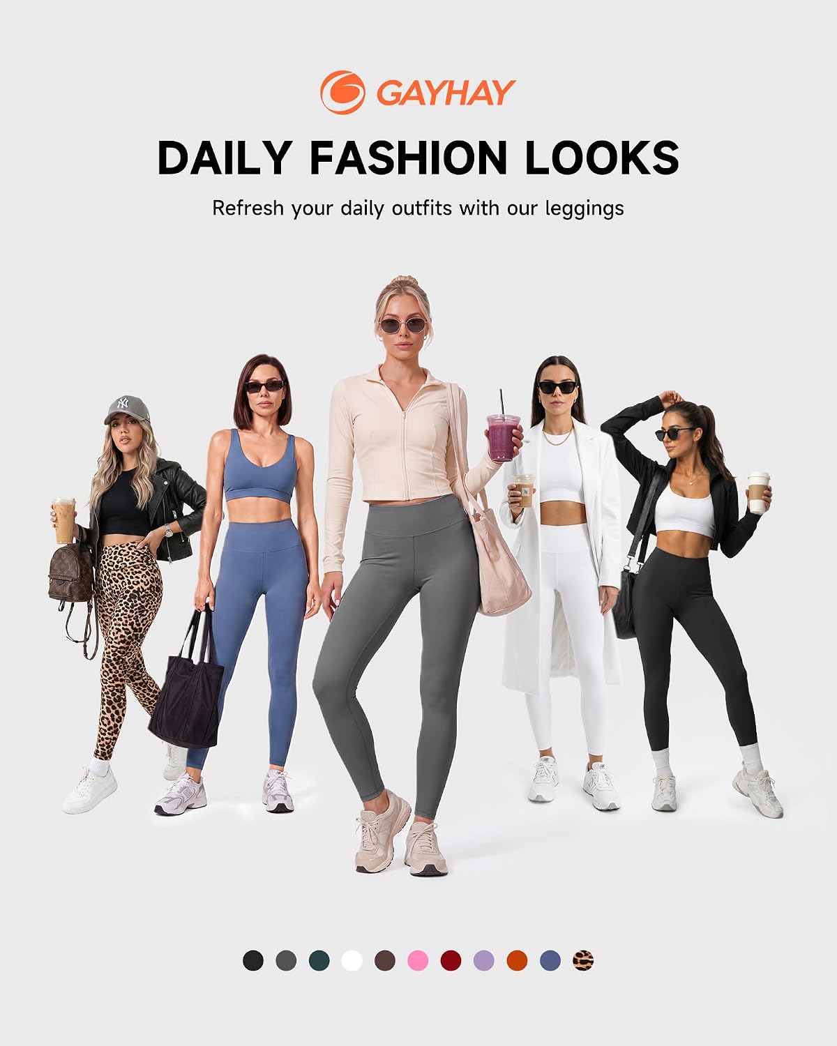 GAYHAY High Waisted Leggings for Women - Soft Opaque Slim Tummy Control Printed Pants for Running Cycling Yoga