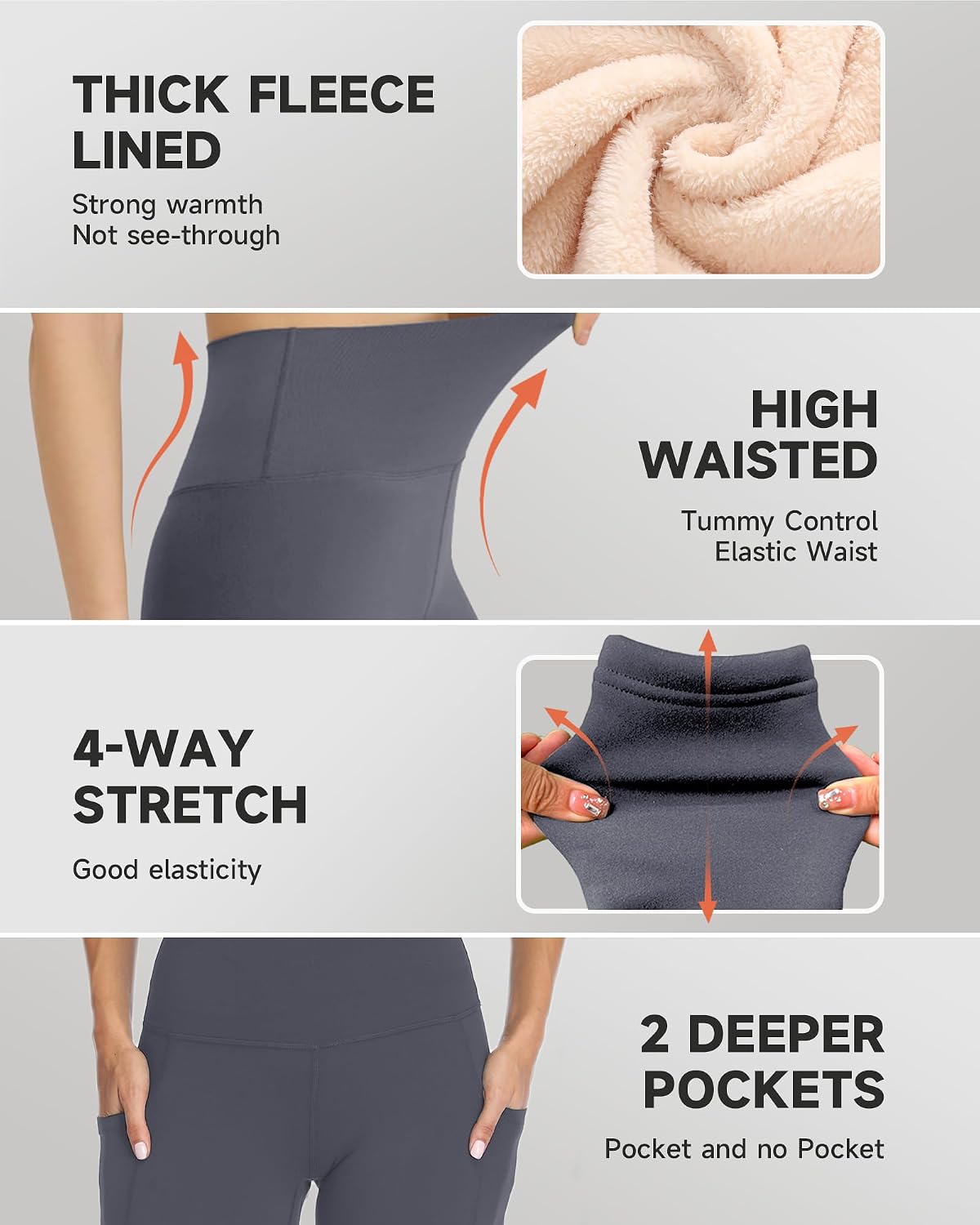 GAYHAY Fleece Lined Leggings for Women – Thick Winter Warm Thermal High Waisted Tummy Control Workout Yoga Pants