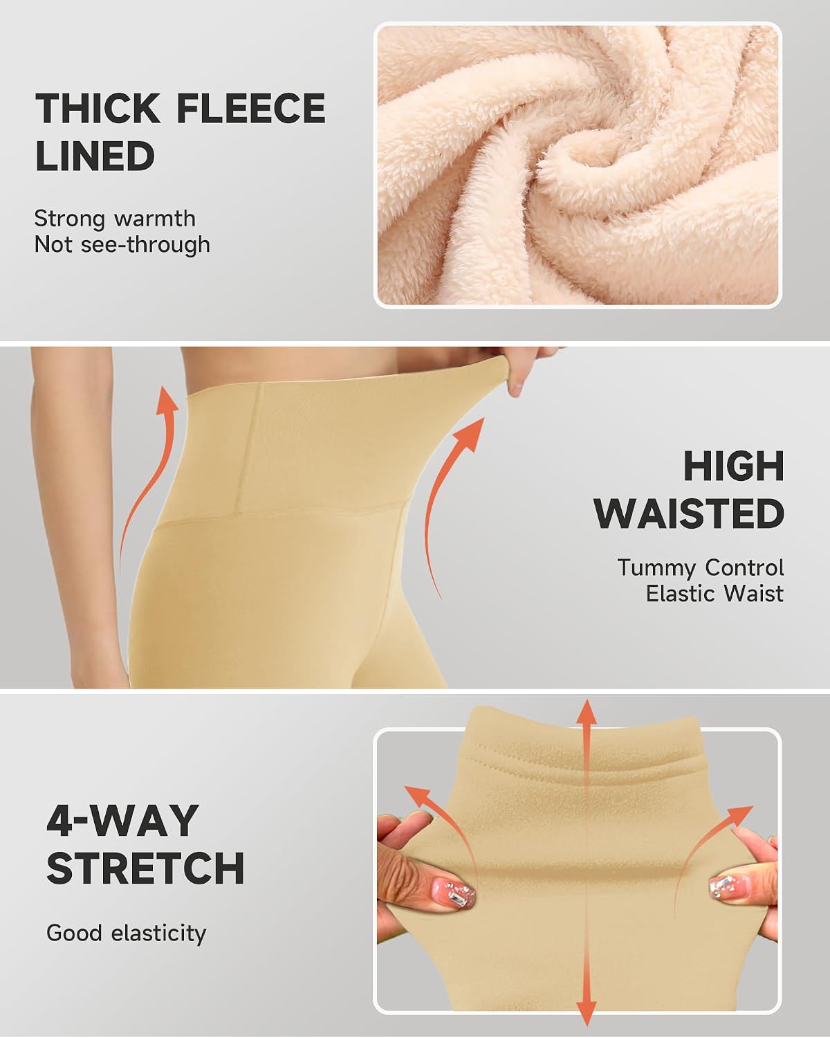 GAYHAY Fleece Lined Leggings for Women – Thick Winter Warm Thermal High Waisted Tummy Control Workout Yoga Pants