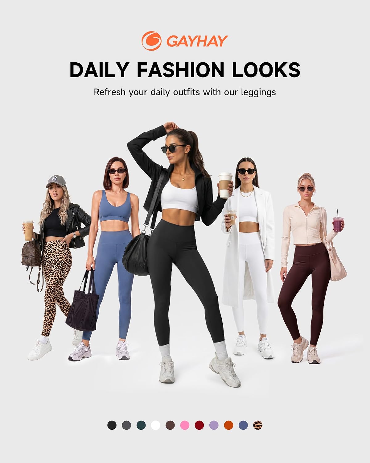 GAYHAY High Waisted Leggings for Women - Soft Opaque Slim Tummy Control Printed Pants for Running Cycling Yoga