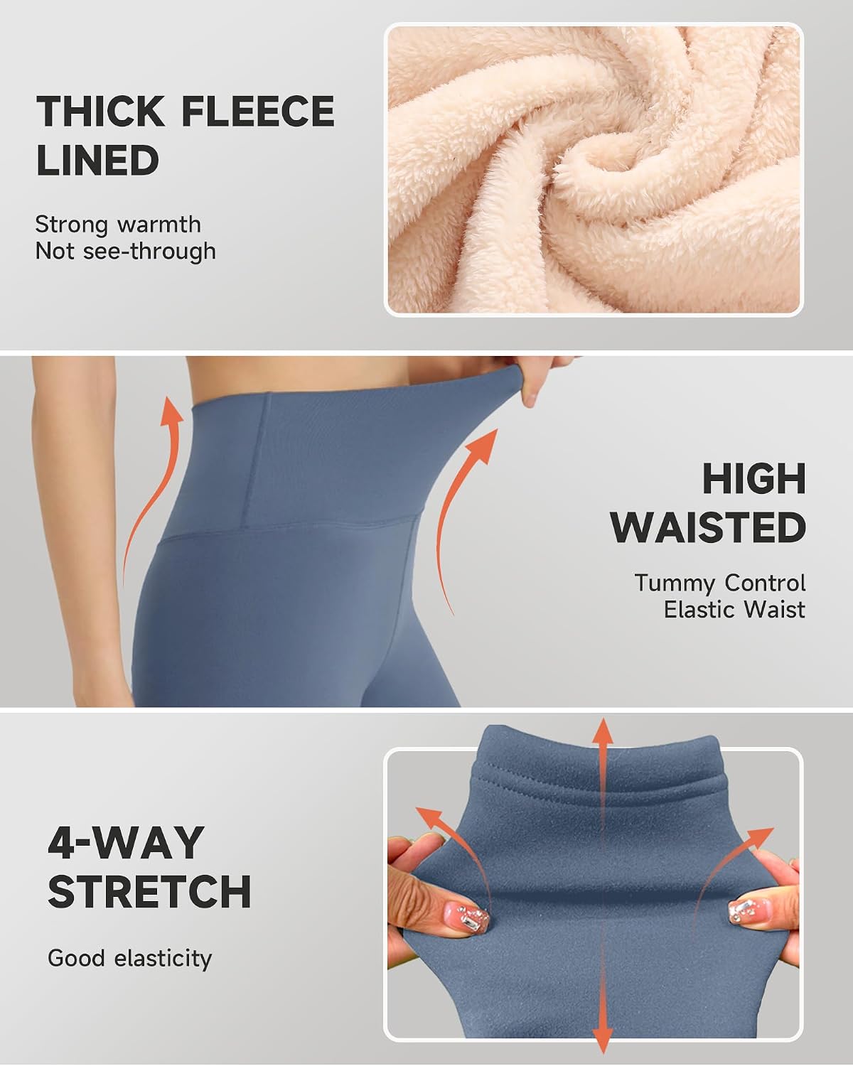 GAYHAY Fleece Lined Leggings for Women – Thick Winter Warm Thermal High Waisted Tummy Control Workout Yoga Pants
