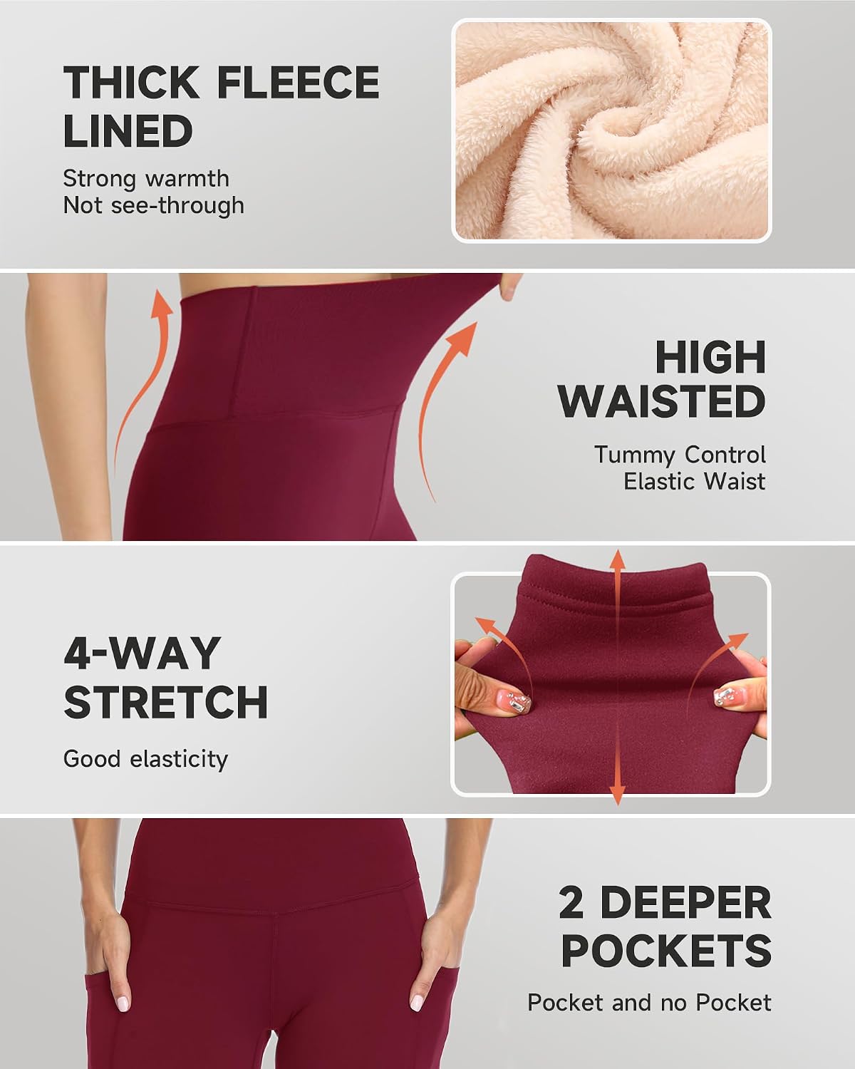 GAYHAY Fleece Lined Leggings for Women – Thick Winter Warm Thermal High Waisted Tummy Control Workout Yoga Pants