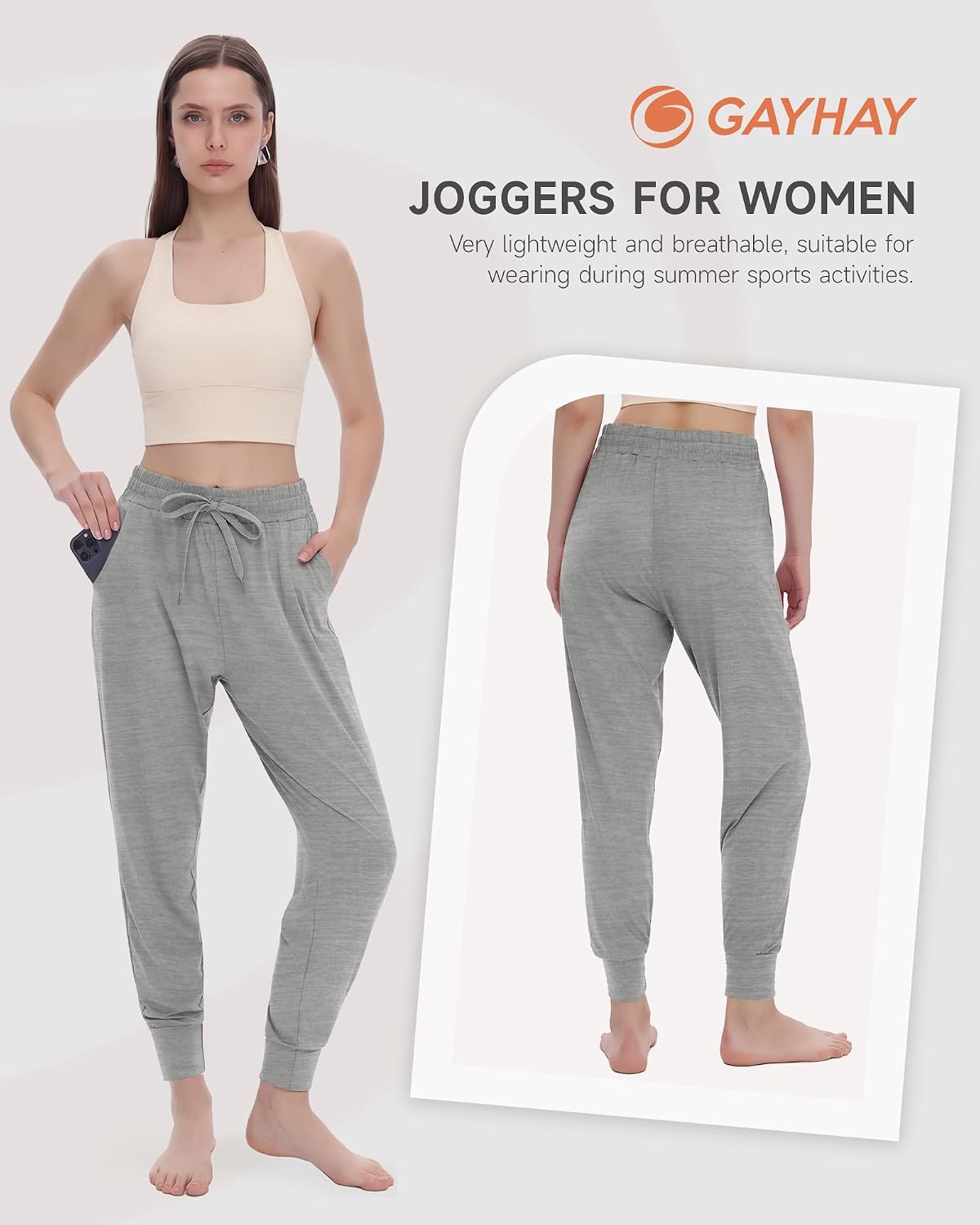 GAYHAY Joggers for Women with Pockets - Womens Sweatpants Lightweight Yoga Lounge Pants for Athletic Workout Gym Running
