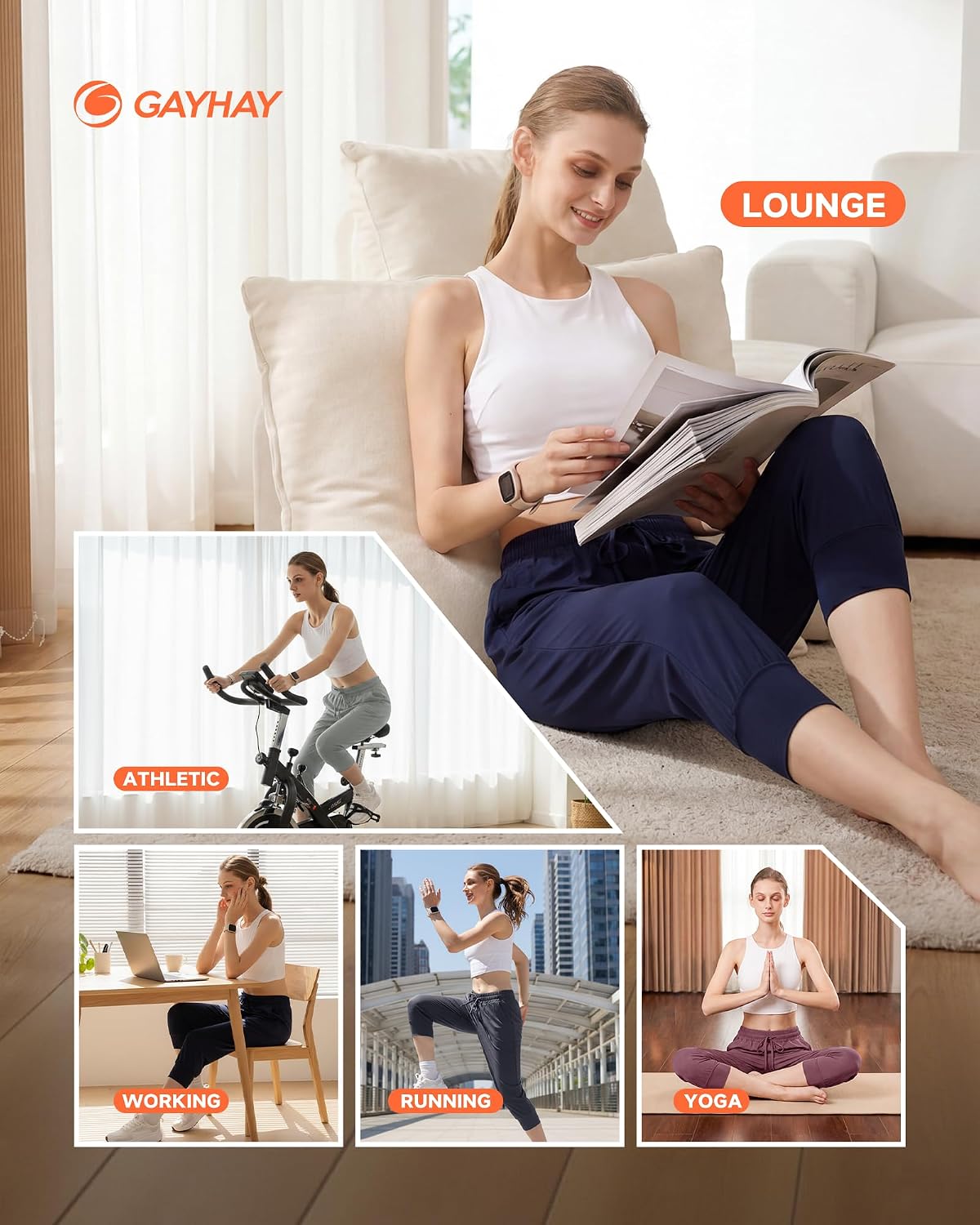 GAYHAY Joggers for Women with Pockets - Womens Sweatpants Lightweight Yoga Lounge Pants for Athletic Workout Gym Running