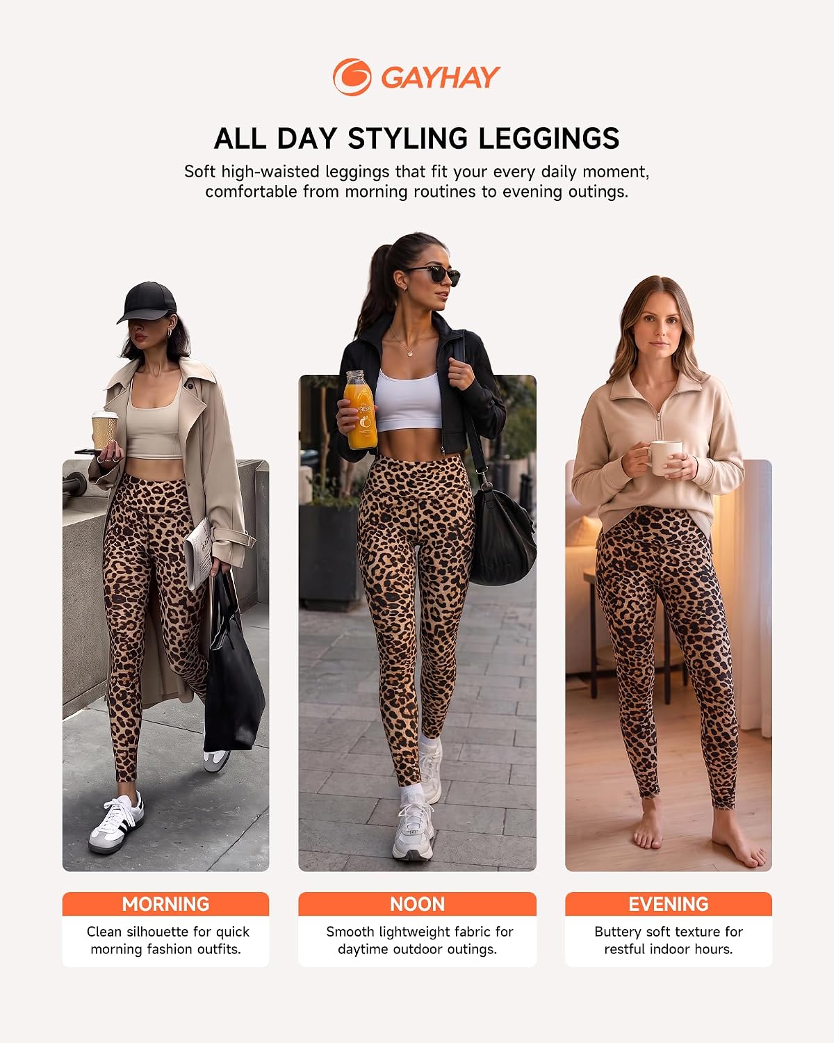 GAYHAY High Waisted Leggings for Women - Soft Opaque Slim Tummy Control Printed Pants for Running Cycling Yoga