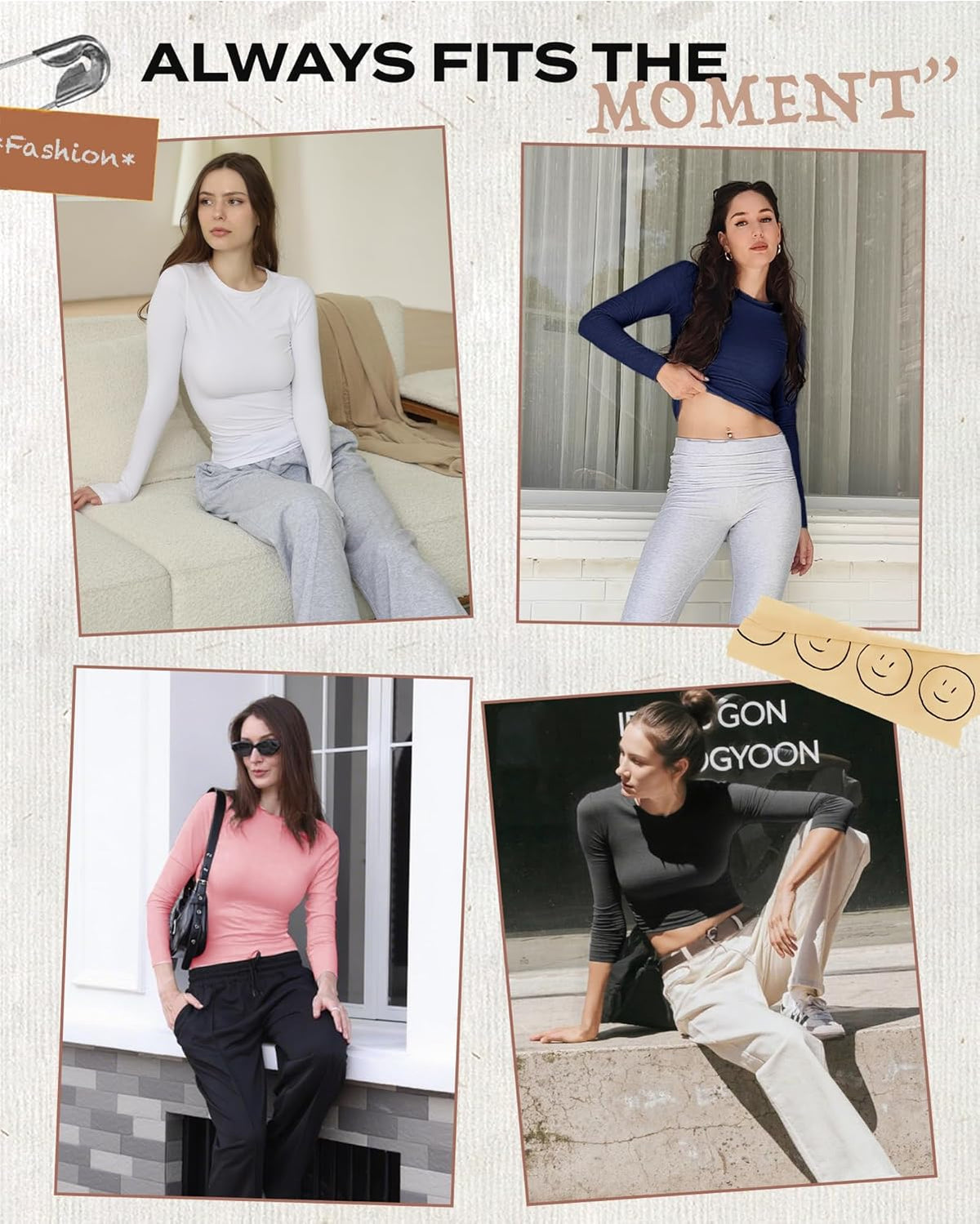 GAYHAY 3 Pack Long Sleeve Shirts for Women Basic Tops Crew Neck Fitted Tight Workout Tees Y2K Clothes Going Out Fashion 2025