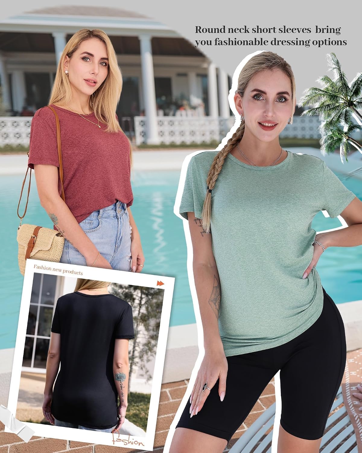 GAYHAY 3 Pack Womens T-Shirts - Short Sleeve Spring Summer Tops Crew Neck Trendy Casual Work Soft Basic Tees for Ladies 2026
