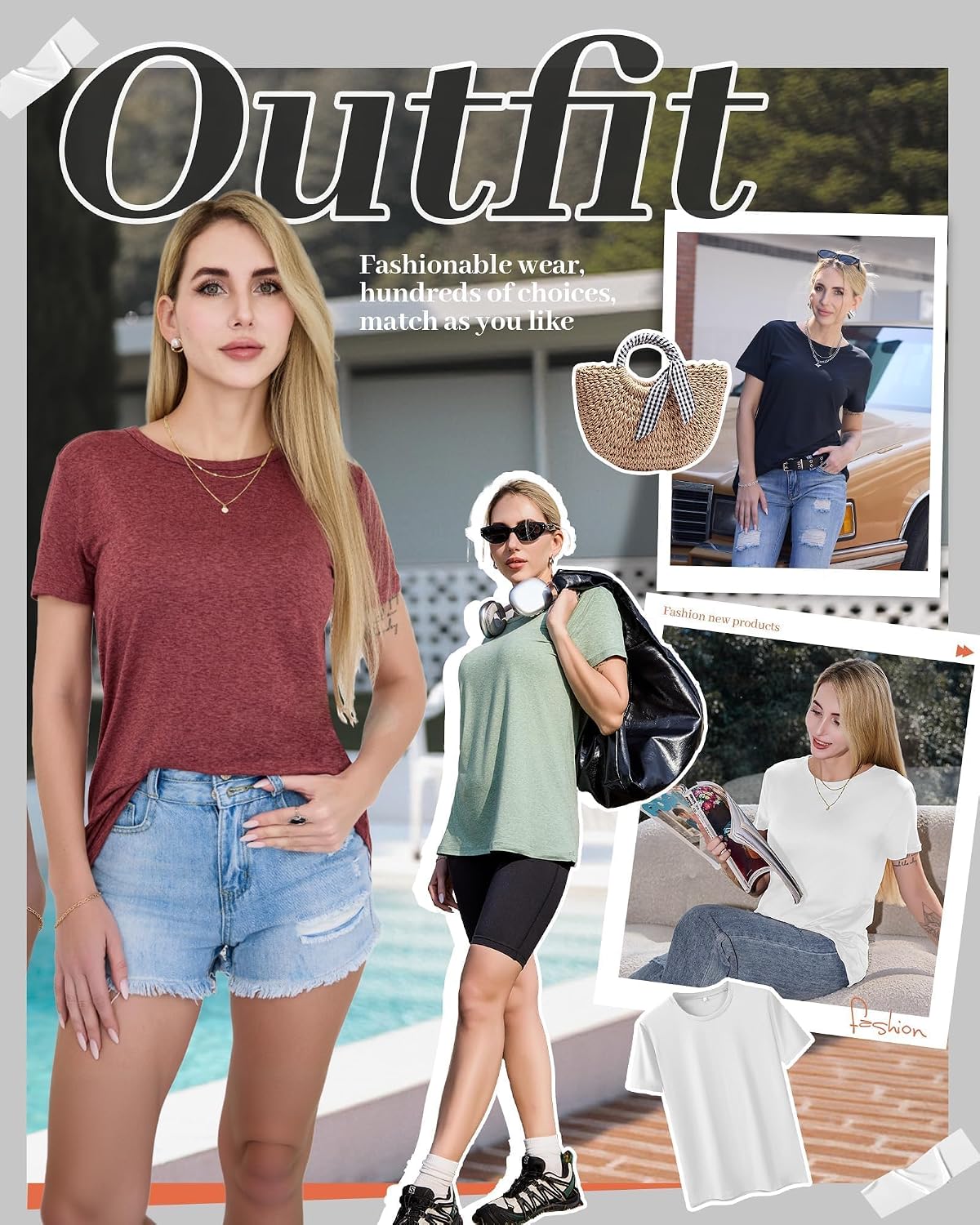 GAYHAY 3 Pack Womens T-Shirts - Short Sleeve Spring Summer Tops Crew Neck Trendy Casual Work Soft Basic Tees for Ladies 2026