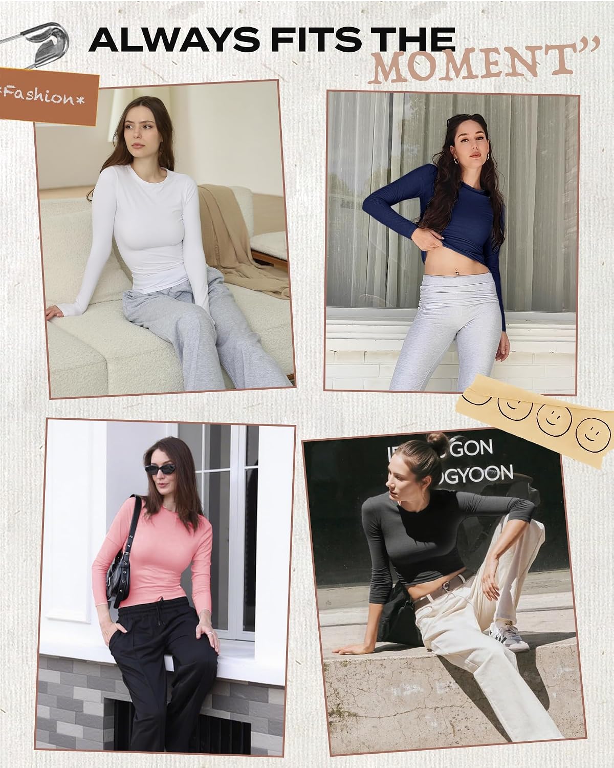 GAYHAY 3 Pack Long Sleeve Shirts for Women Basic Tops Crew Neck Fitted Tight Workout Tees Y2K Clothes Going Out Fashion 2025