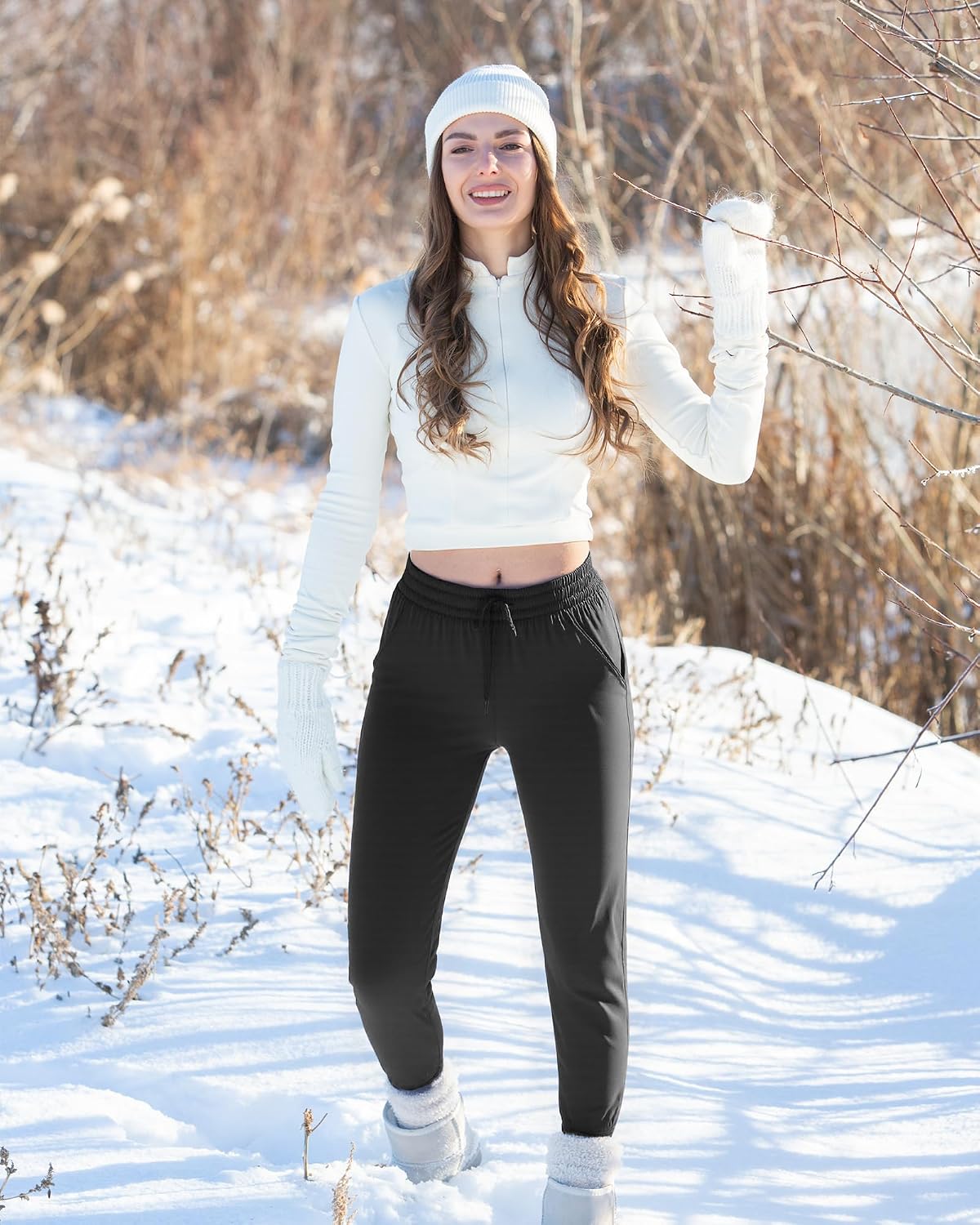 GAYHAY Fleece Lined Sweatpants Women- Winter Warm Sherpa Lined Athletic Joggers Pants with Pockets